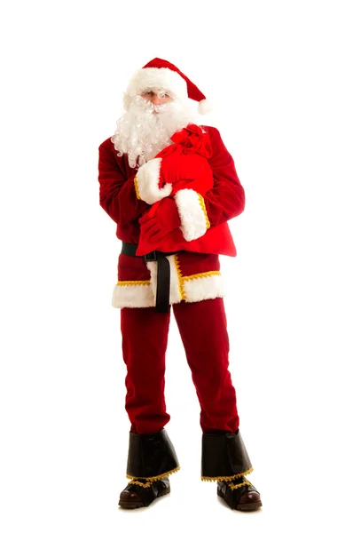 Hebzuchtige Santa Geïsoleerd Wit — Stockfoto