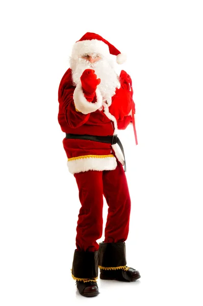 Hebzuchtige Santa Geïsoleerd Wit — Stockfoto