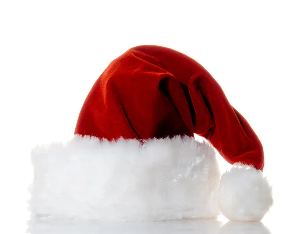 Beyaz Bitti Izole Santa Claus Şapka — Stok fotoğraf