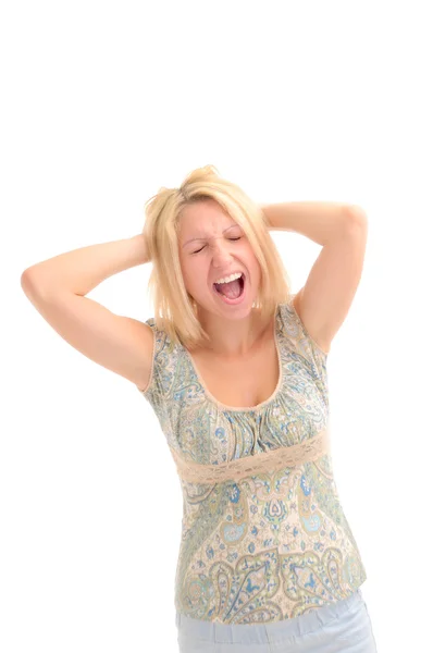 Frustrated and stressed blonde — Stock Photo, Image