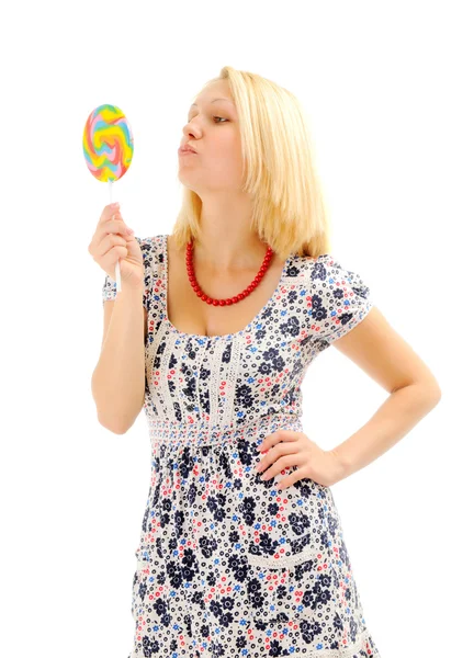 Attractive blonde with lollipop — Stock Photo, Image
