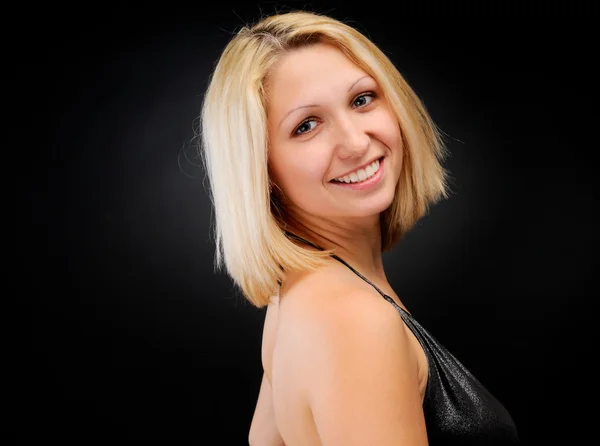 Seksowna blondynka uśmiechający się — Zdjęcie stockowe
