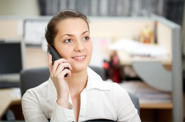 Vida Oficina Hermosa Mujer Hablando Por Teléfono — Foto de Stock