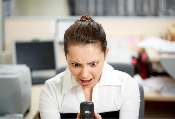 Office Life Beautiful Woman Talking Phone — Stock Photo, Image