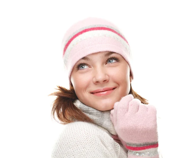 Όμορφη γυναίκα φοράει ρούχα χειμώνα — Φωτογραφία Αρχείου
