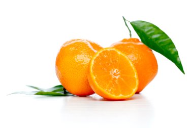 Tangerines with leaves clipart