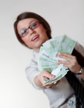 Woman with money clipart