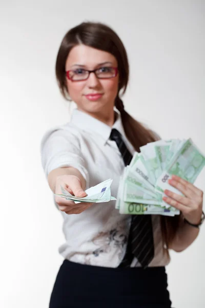 Mujer con dinero —  Fotos de Stock