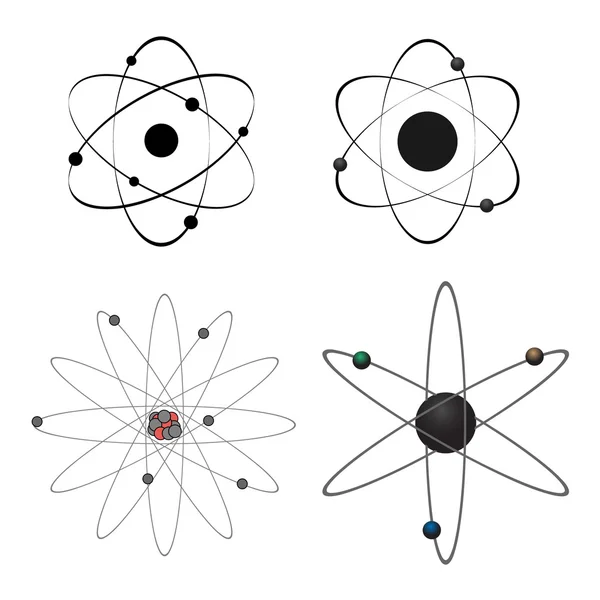 Quatro ícones de átomo vetorial — Vetor de Stock