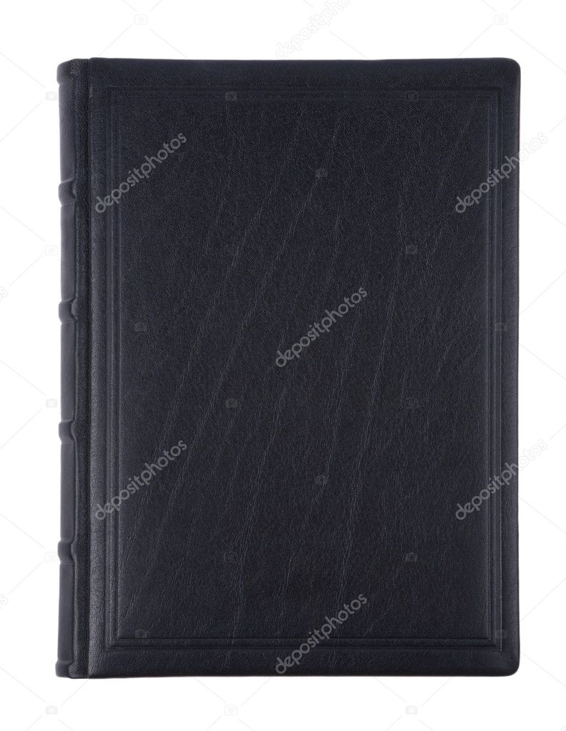 The book in black leather cover