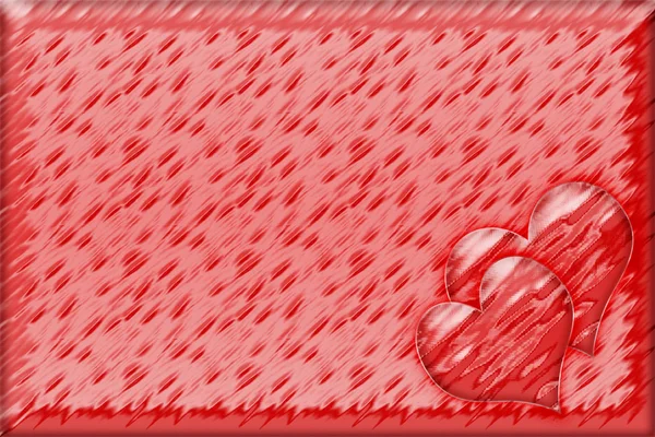 Dvě Srdce Červeném Pozadí Gratulujeme Den Svatého Valentýna — Stock fotografie