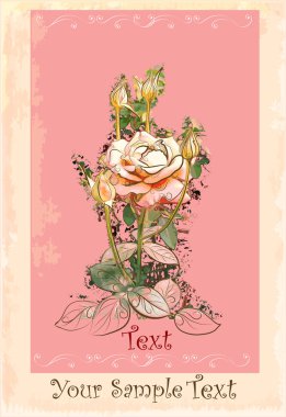 Card with rose clipart