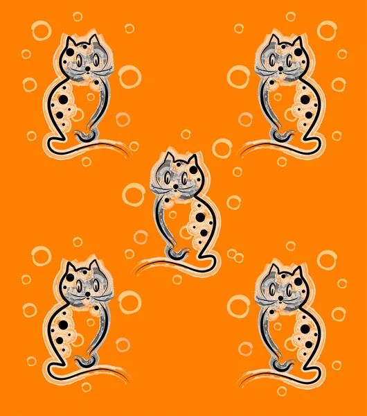おかしい子猫はオレンジ色のとのシームレスなパターン背景 fo — ストックベクタ
