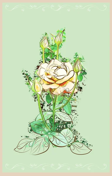 Rocznik kartka z życzeniami z różą — Wektor stockowy