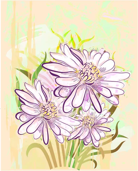 Herberas とグランジ花の背景 — ストックベクタ