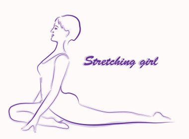 Girl doing stretching exercise clipart