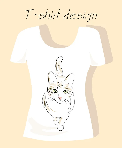 T-shirt design med disposition silhuett katt — Stock vektor