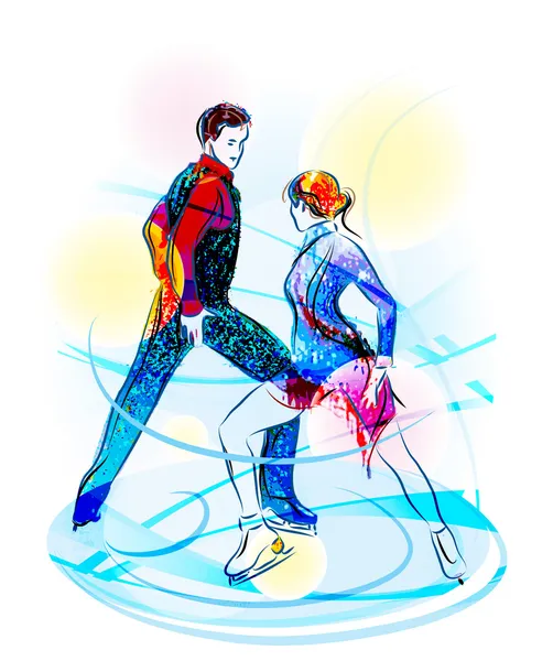 Paire de patinage artistique. Spectacle de glace — Image vectorielle