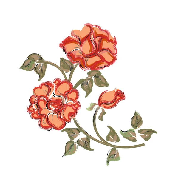 Handgezeichnete rote Rosen — Stockvektor