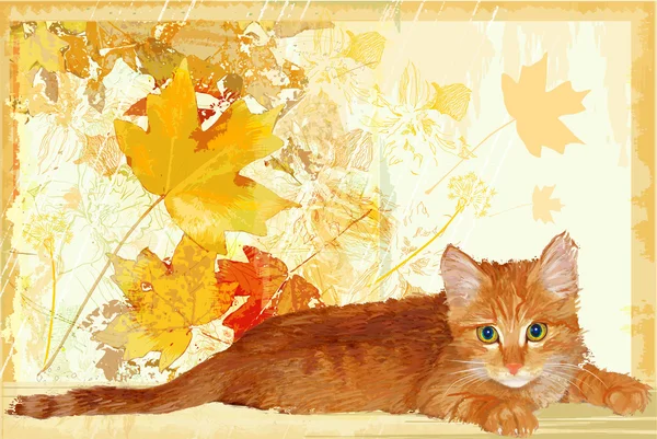 stock vector Ginger kitten waits for its owner