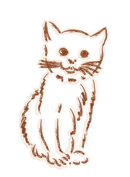 Silueta dibujada a mano del gatito — Vector de stock