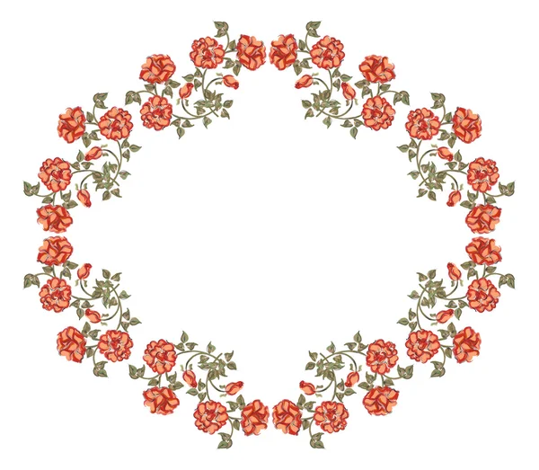 Cadre victorien avec roses rouges — Image vectorielle