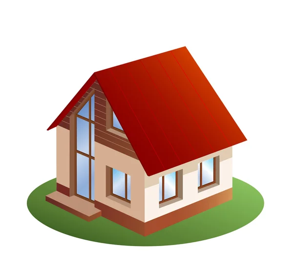 Modell eines dreidimensionalen Einfamilienhauses — Stockvektor