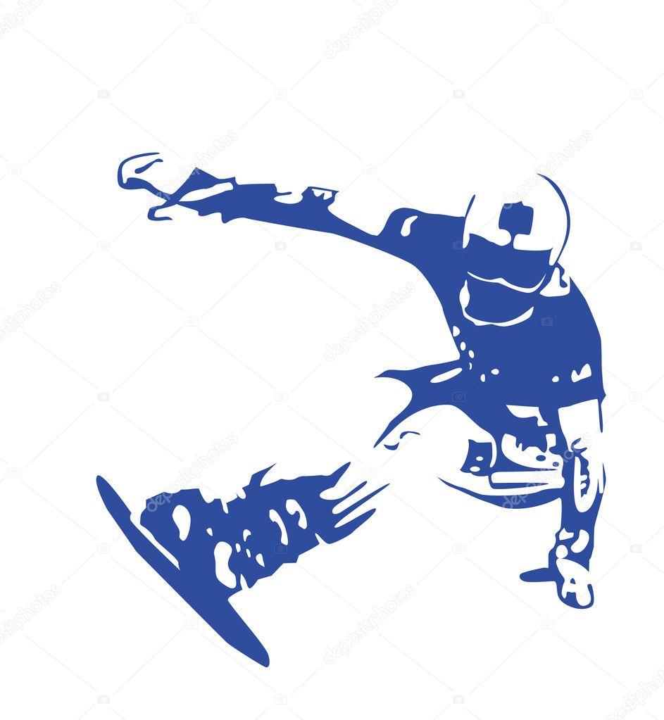 Silhouette of jumping snowboarder