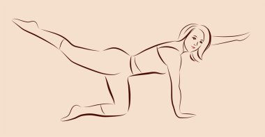 Outline silhouette of girl doing shaping exercise clipart