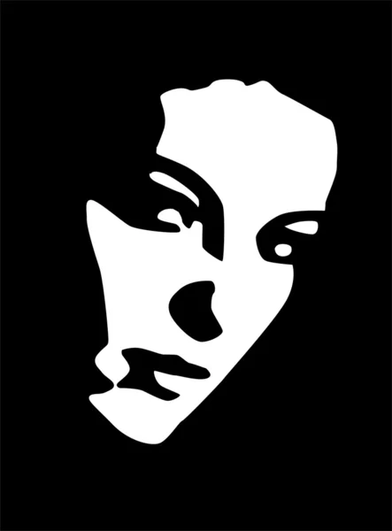 Portrait noir et blanc de belle jeune femme — Image vectorielle