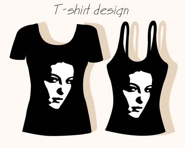Дизайн футболки с женским лицом — стоковый вектор
