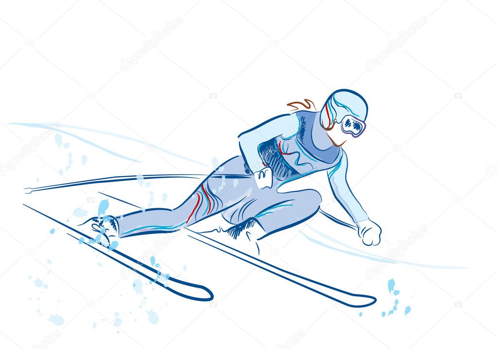 Hand drawn sketch of the skier