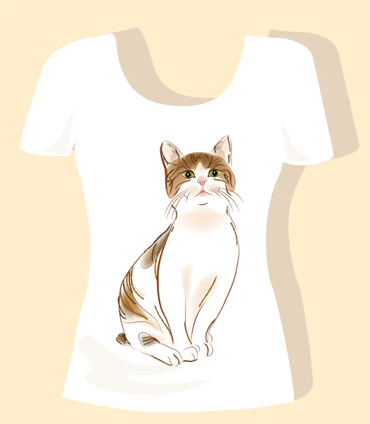 T-shirt design med tabby katt — Stock vektor