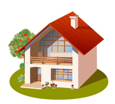 Model of three dimensions family house clipart