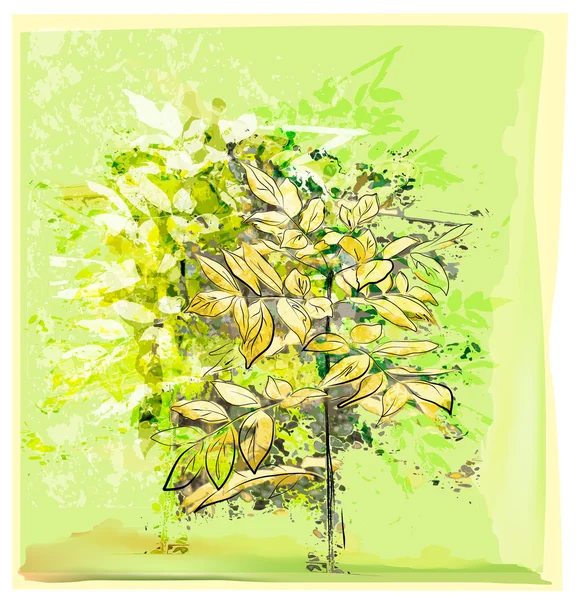 Abstrakte grüne natürliche Hintergrund mit jungen Baum — Stockvektor