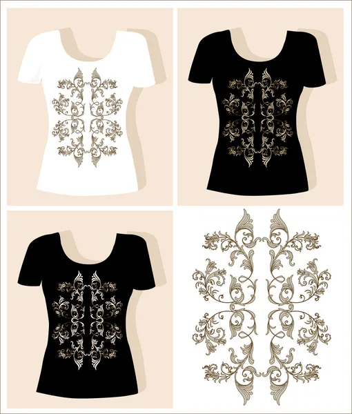 Σχεδιασμό Shirt Εκλεκτής Ποιότητας Floral Στοιχείο — Διανυσματικό Αρχείο