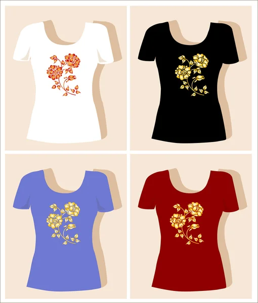 Diseño Camiseta Con Rosa — Vector de stock