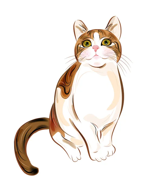 Ручной портрет имбирной кошки — стоковый вектор