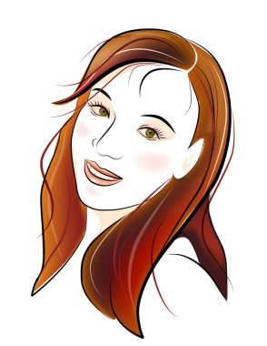 Portrait ginger girl with green eyes clipart