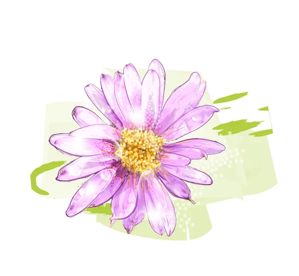Рожева квітка з краплями роси — стоковий вектор