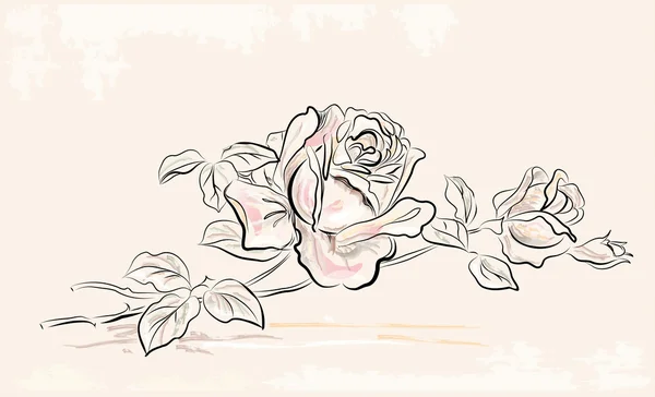 有玫瑰的老式贺卡 — 图库矢量图片