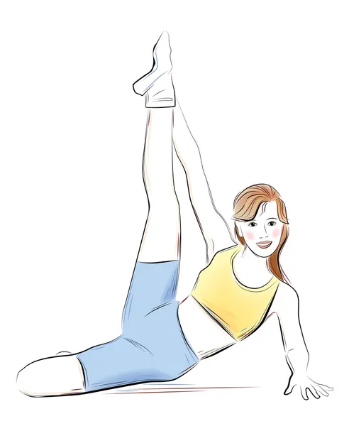 Jeune fille faisant exercice de remise en forme — Image vectorielle