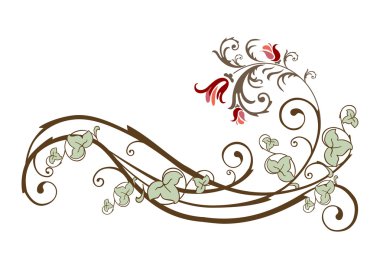 Vintage design element with flowers and ivy clipart