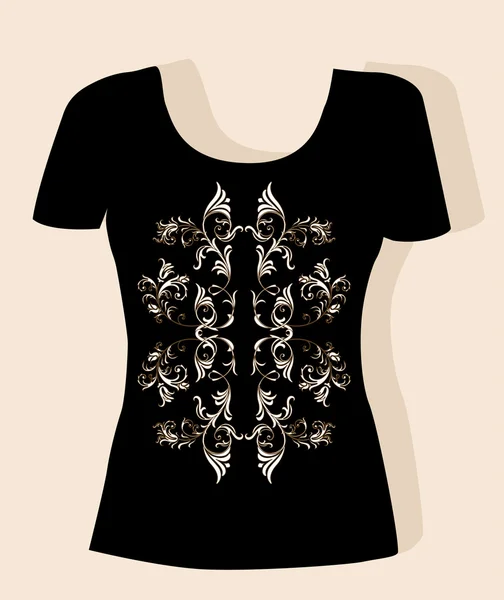 Diseño camiseta con elemento floral vintage — Vector de stock