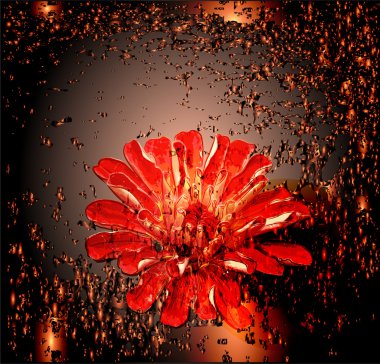 Abstract glowing background with red flower. clipart