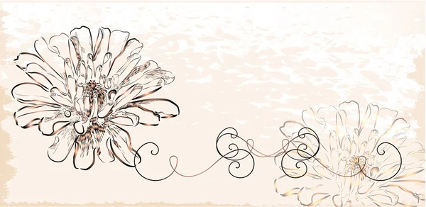 Invitation vintage avec des fleurs . — Image vectorielle