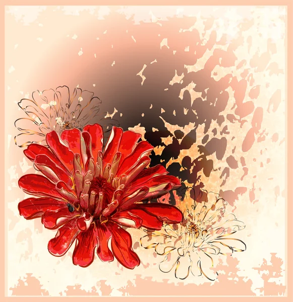 Abstracte achtergrond met rode bloem — Stockvector