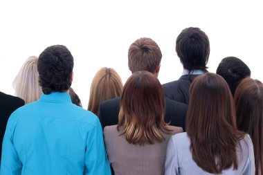 Business standing with their backs facing the camera clipart