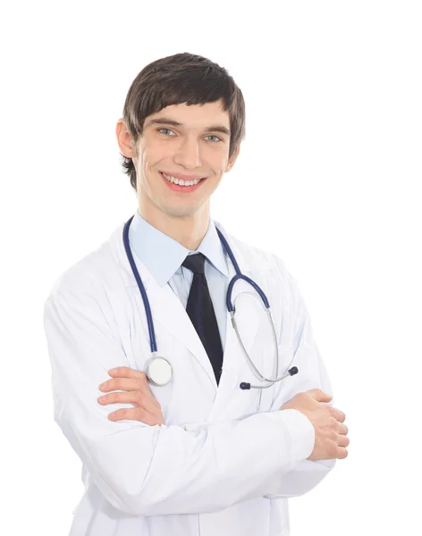En läkare som isolerad på vit bakgrund — Stockfoto