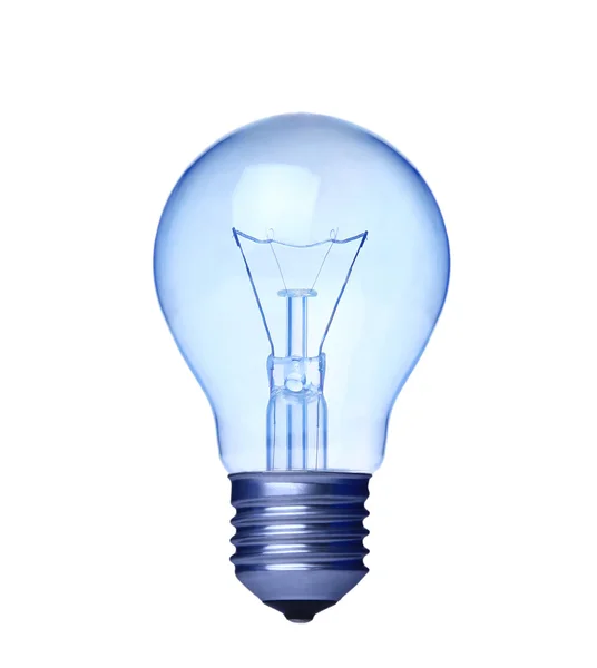 Blaue Glühbirne Isoliert Über Weißem Hintergrund — Stockfoto